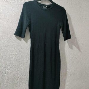A/X ARMANI EXCHANGE-SP-  PENCIL SLEEVES DRESS-BLACK KNIT MIDI DRESS